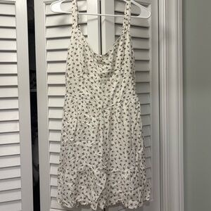 Hollister Floral Dress White & Brown Size Medium